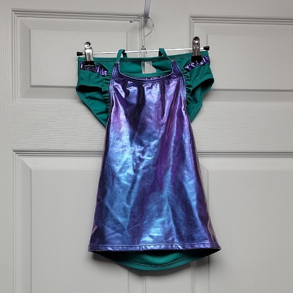 Cat & Jack Other - Girls Aqua Two 2 Piece Bathing Suit Set Halter Top Bikini Bottom Liner Size L